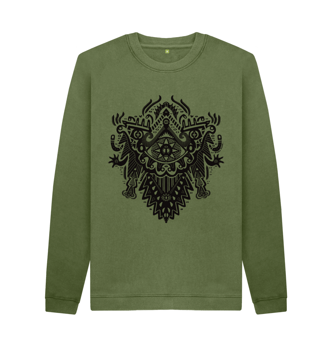 Khaki Printed Sweater Front