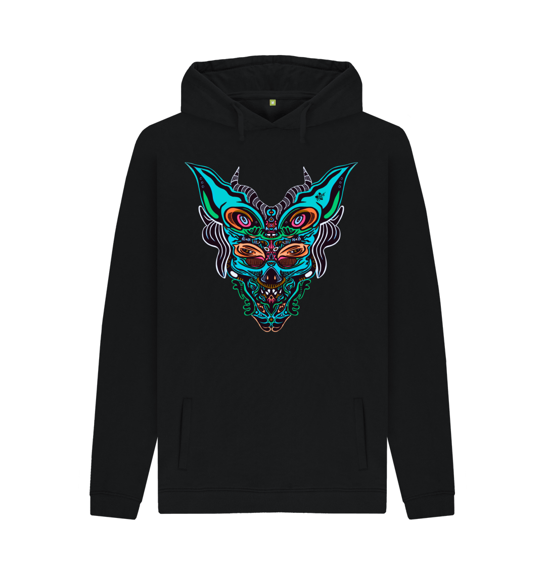 Black Cyberpunk Dog Boy Organic Cotton Unisex Hoodie Blue