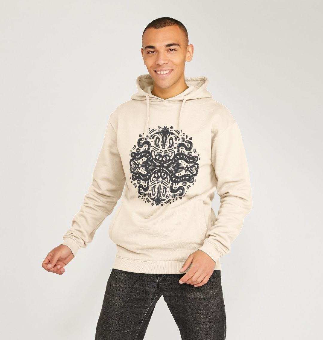 Organic Cotton Oat Hoodie featuring Squid Games by Fowl Plays - Sustainable Fashion and Art At Fowl Plays.