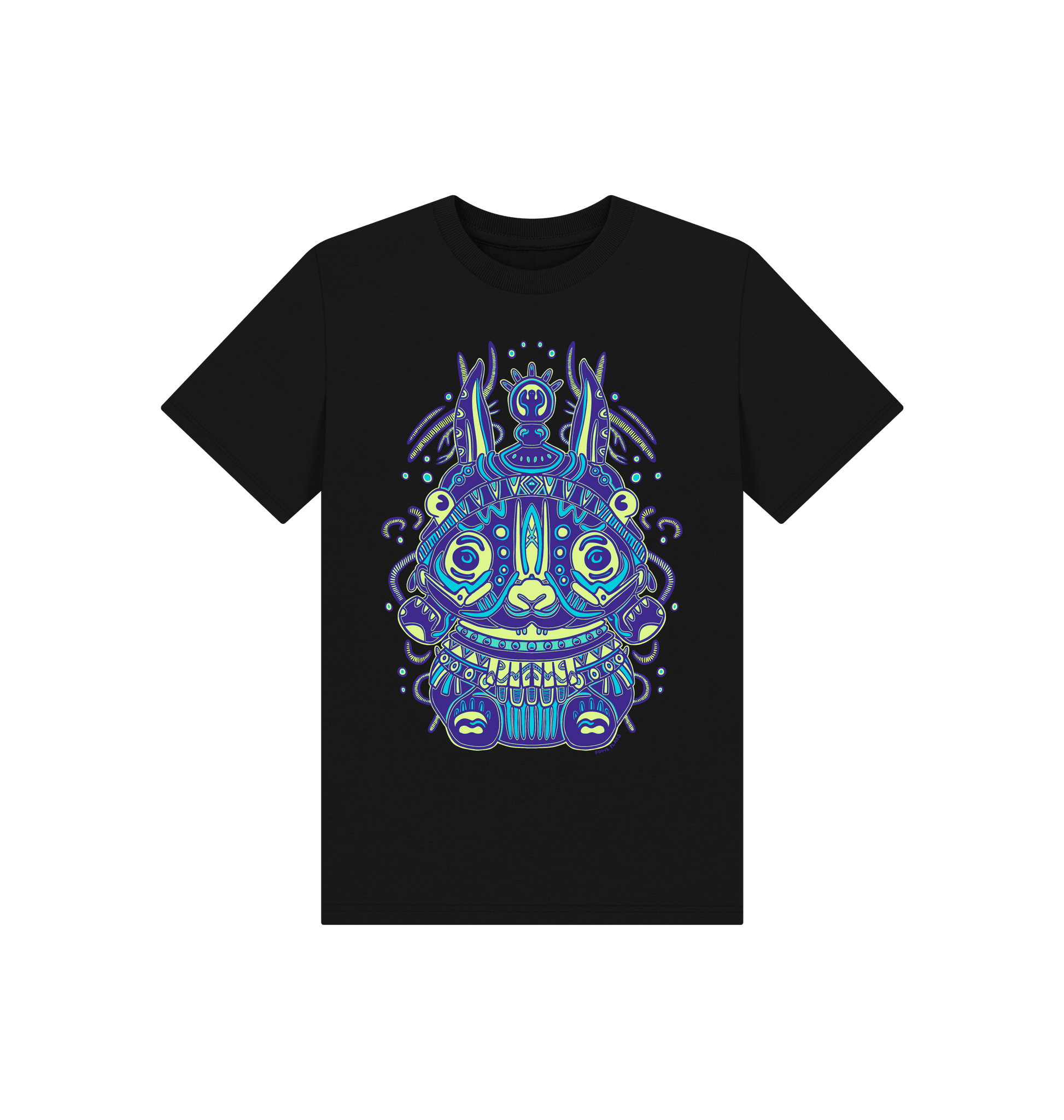 Black Printed Kids T-Shirt Front