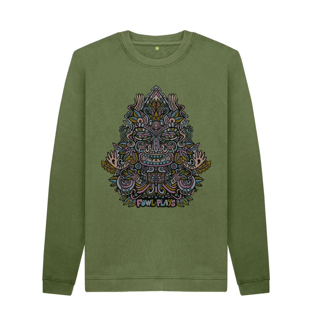 Khaki Printed Sweater Front