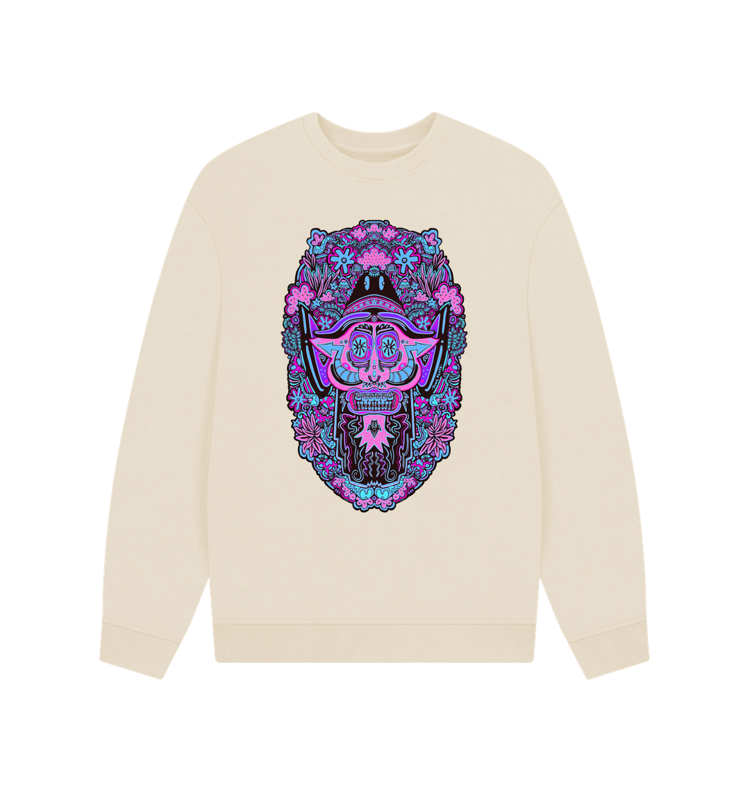 Oat Mushroom Man Unisex Organic Cotton Oversized Sweater Neon Pop