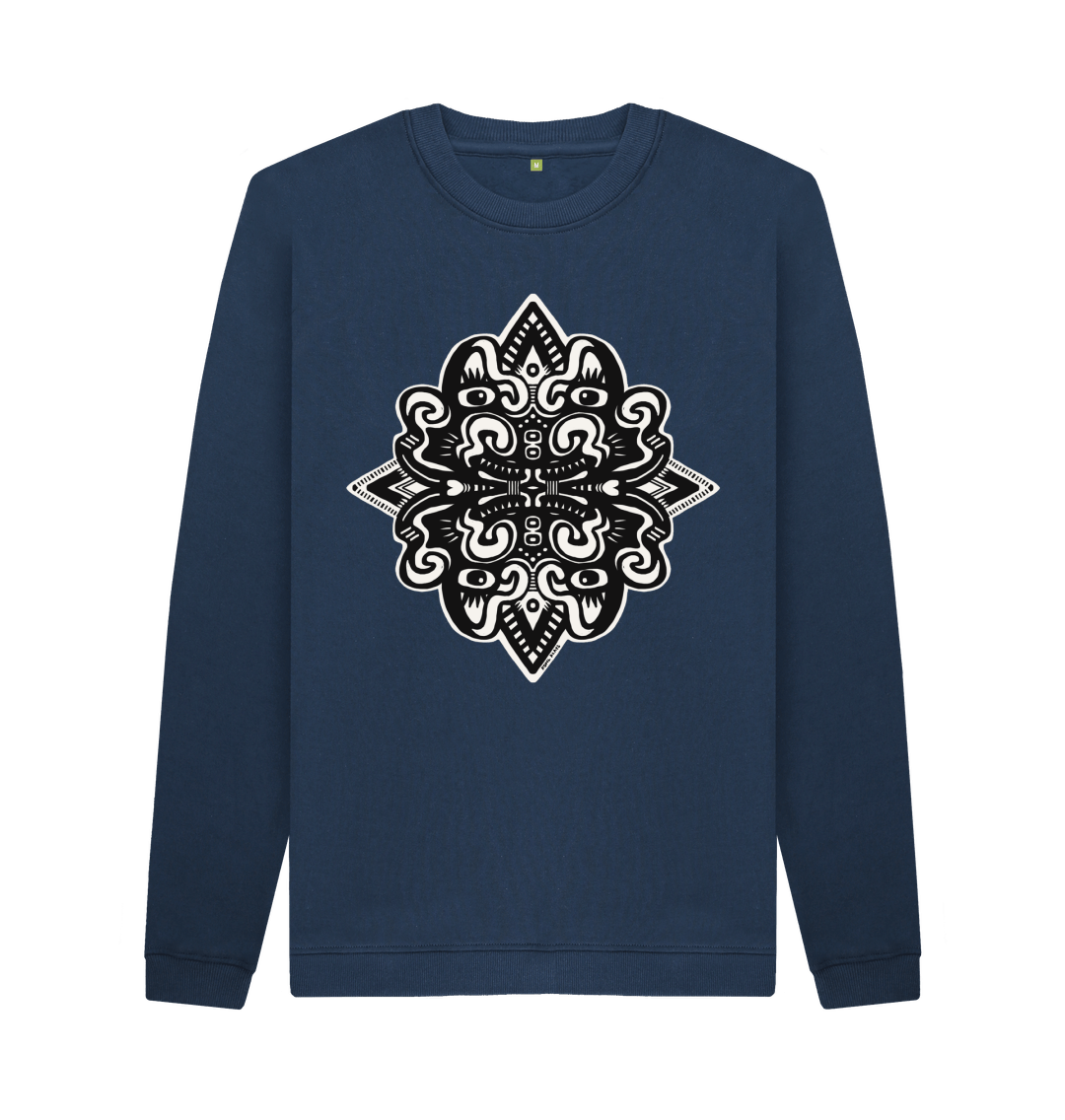 Navy Blue Catnip Organic Cotton Unisex Sweater Black & White