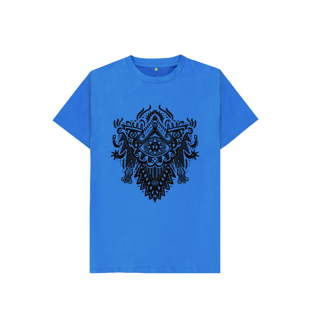 Organic Cotton Bright Blue Kids T-shirt featuring Witch Doctor by Fowl Plays - Sustainable Fashion and Art At Fowl Plays