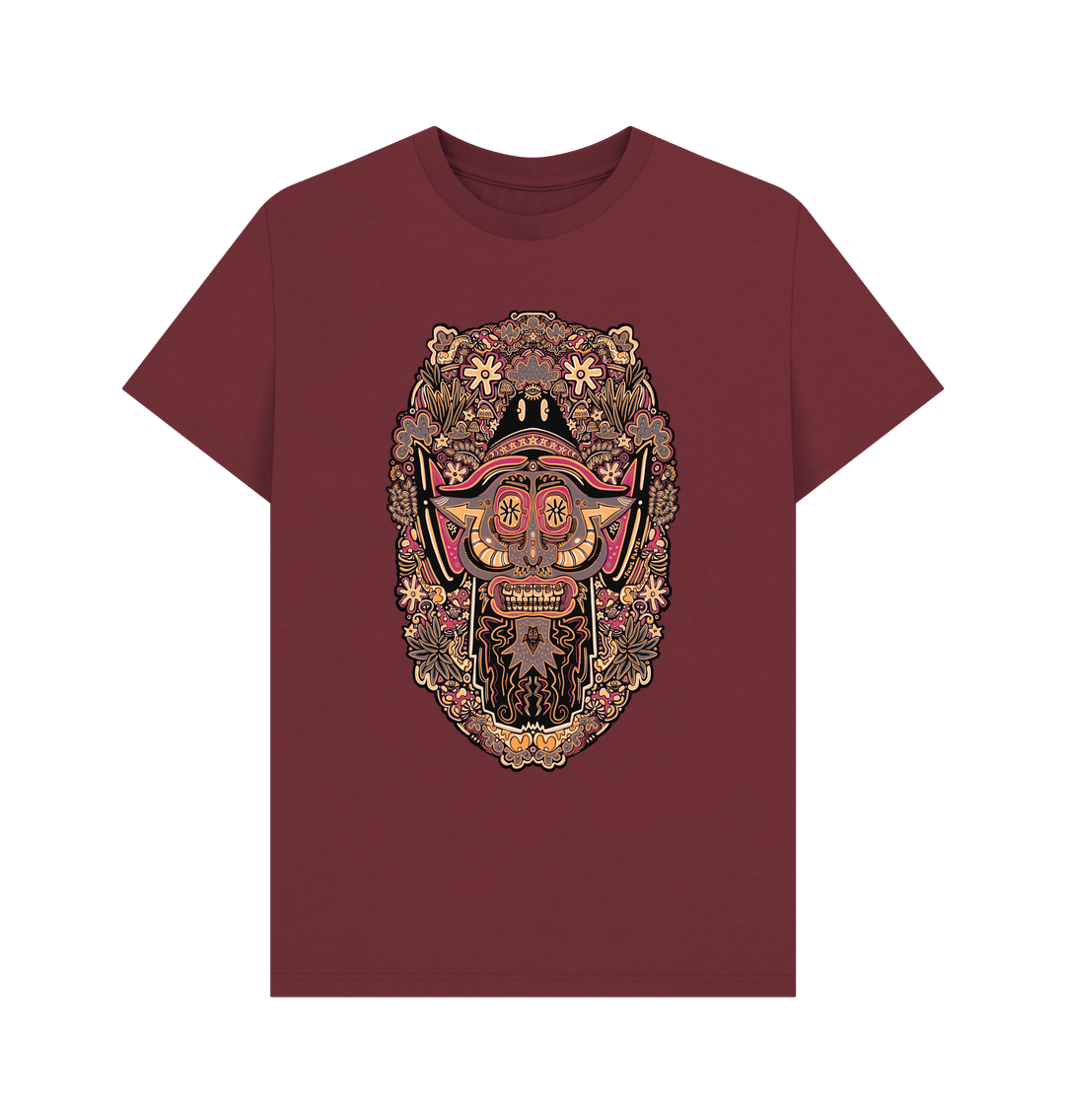 Red Wine mushroom Man Unisex Organic Cotton T-shirt Autumn