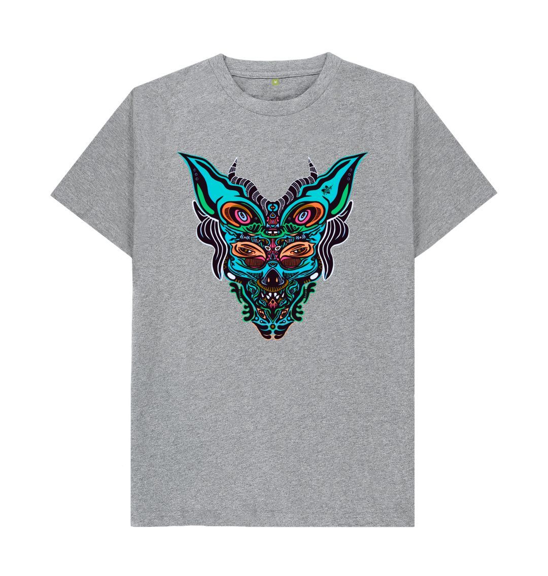 Organic Cotton Athletic Grey T-shirt featuring Cyberpunk Dog Boy by Fowl Plays - Sustainable Fashion and Art At Fowl Plays