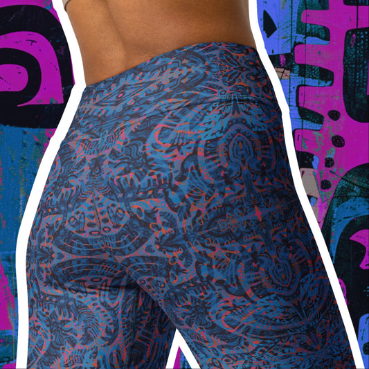 Psychedelic Kaleidoscope Statement Leggings Blue