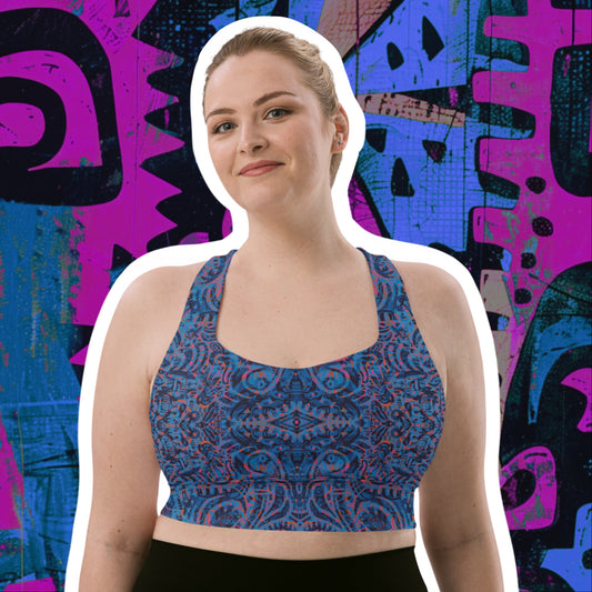 Psychedelic Kaleidoscope Sports Bra Blue