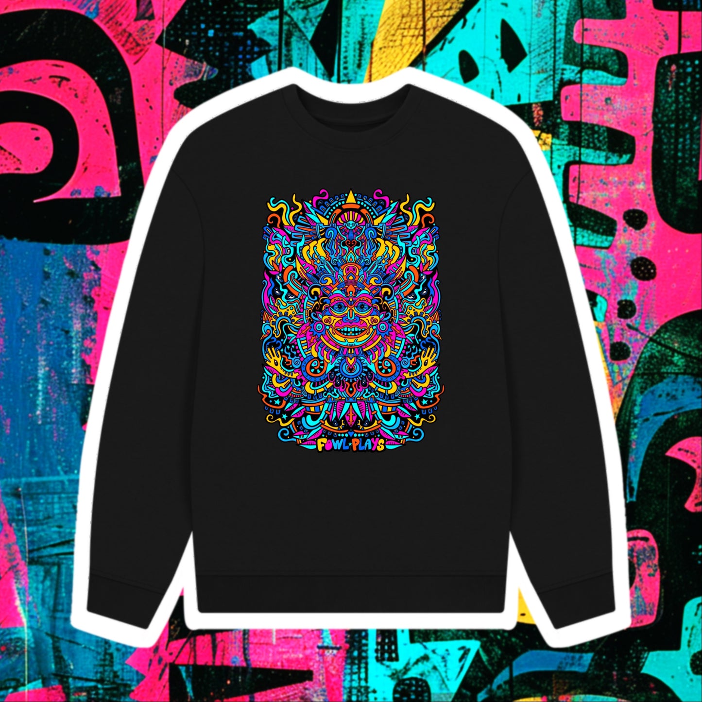 Psychedelic Mask Organic Cotton Oversized Unisex Sweater