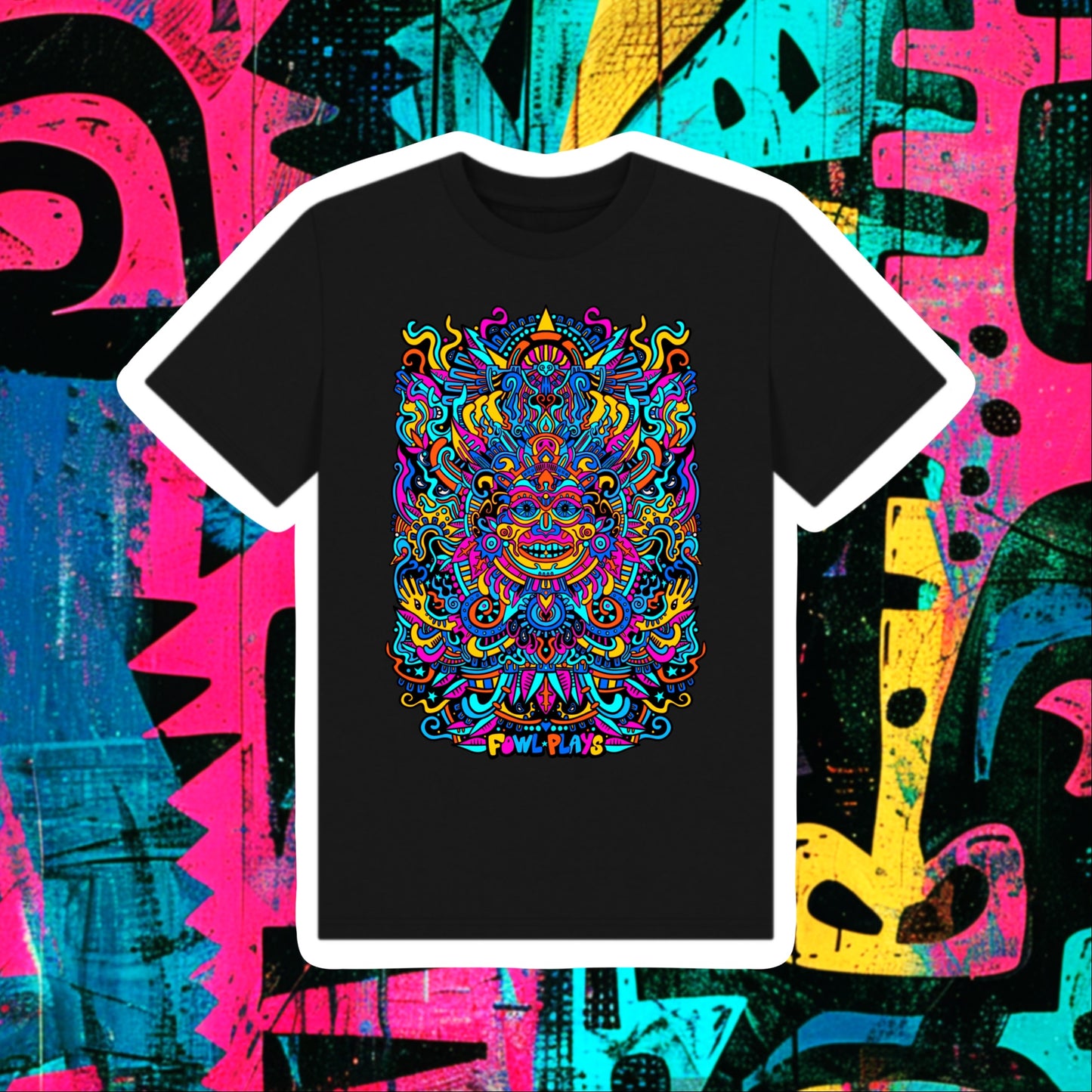 Psychedelic Mask Kids Unisex Organic Cotton T-shirt Bright Blue Edition
