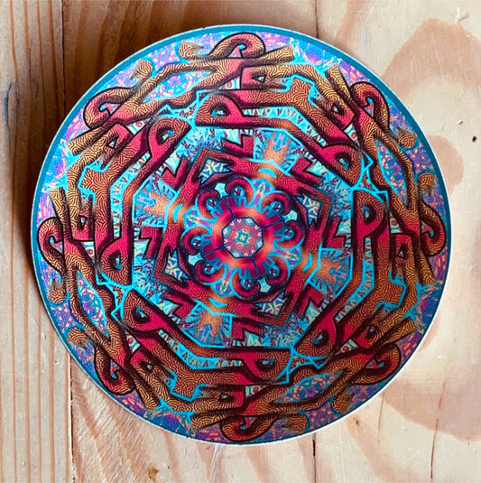 Blue Graffiti Mandala Kaleidoscope Sticker