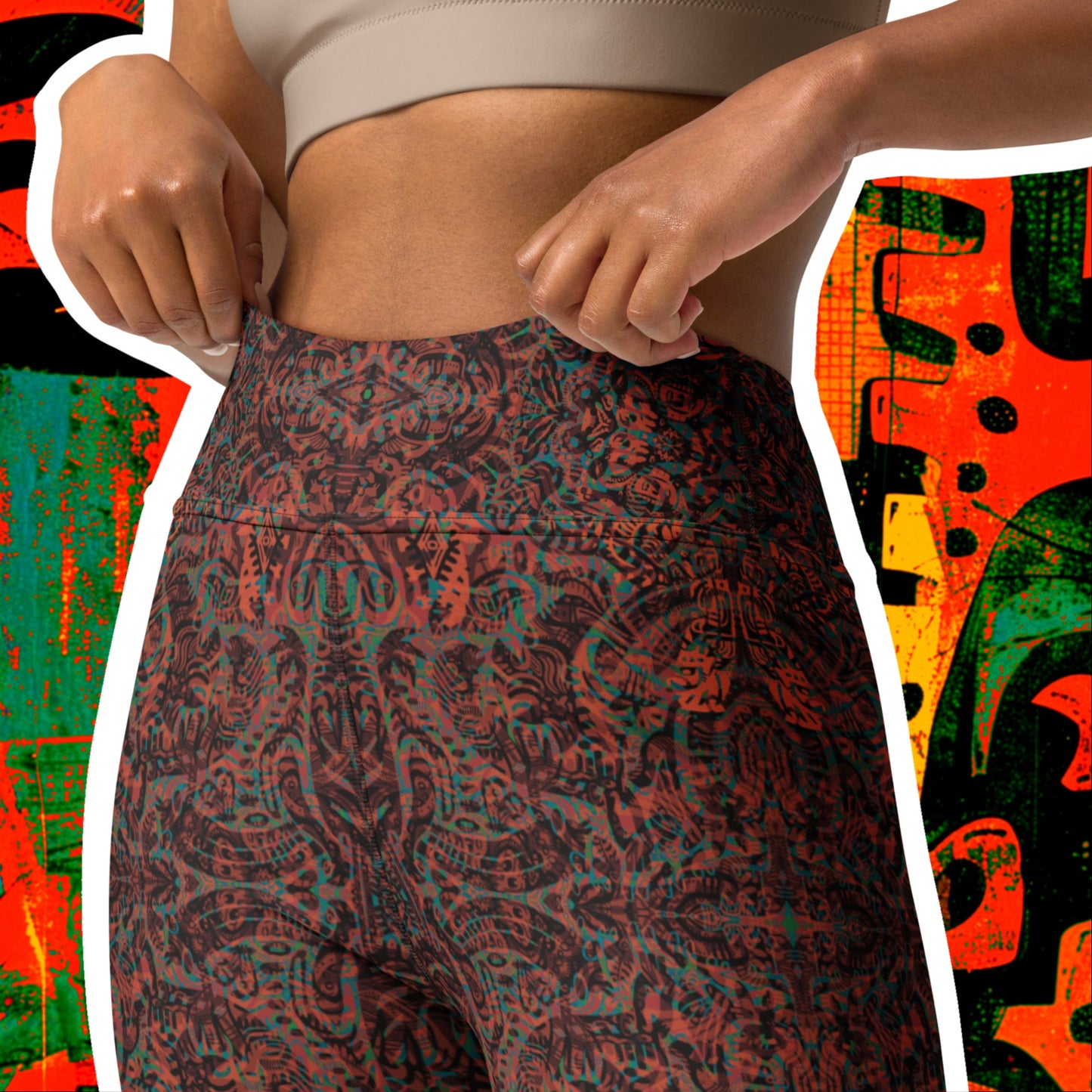 Psychedelic Kaleidoscope Statement Leggings Orange