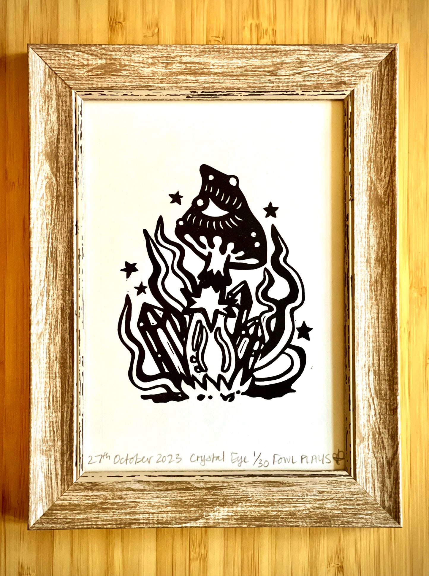 Crystal Eye Mushroom Mini Lino Print