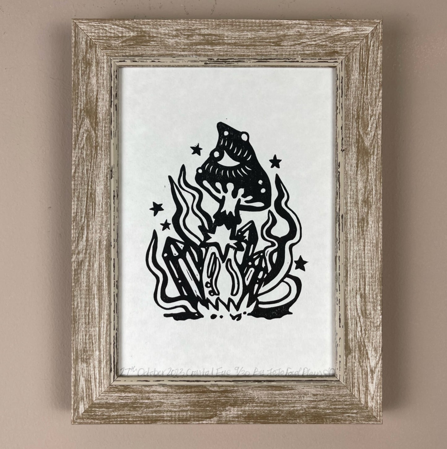 Crystal Eye Mushroom Mini Lino Print