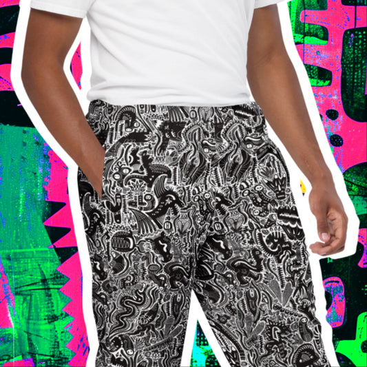 Dinosaur Statement Unisex Joggers Black & White