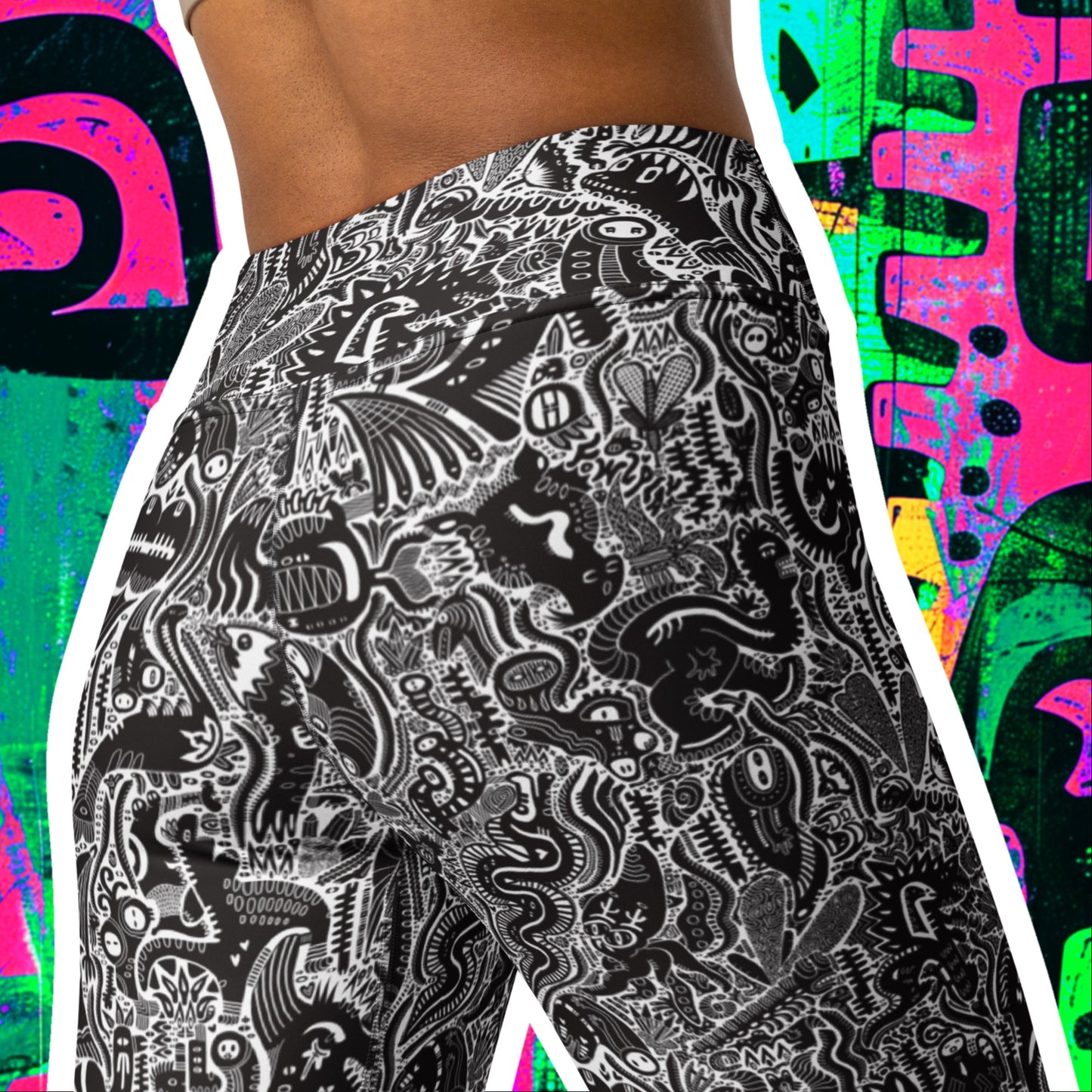 Dinosaur Statement Leggings Black & White