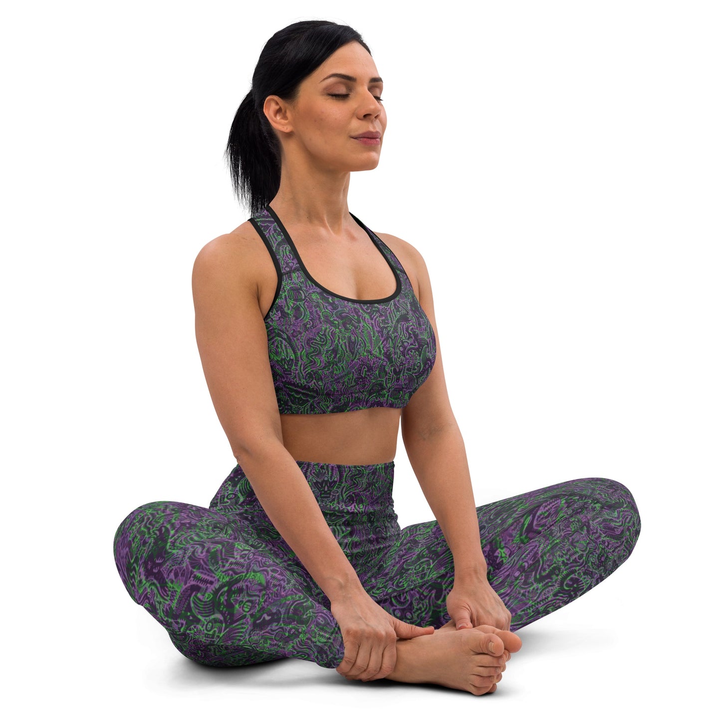 Dinosaur Inspired Sports Bra Green & Purple