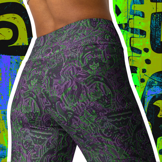 Dinosaur Statement Leggings Purple & Green