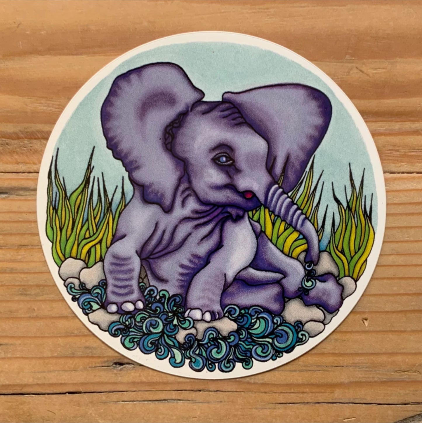 Elephants Bath Adorable Baby Animal Sticker