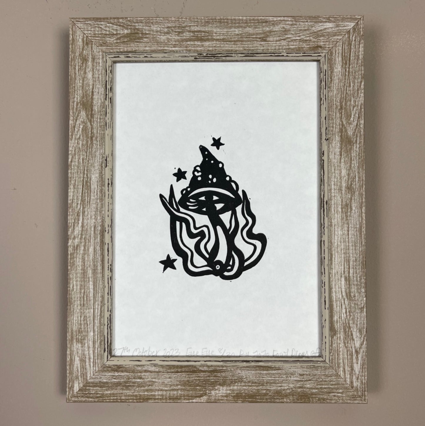 Eye Eye Mushroom Mini Lino Print