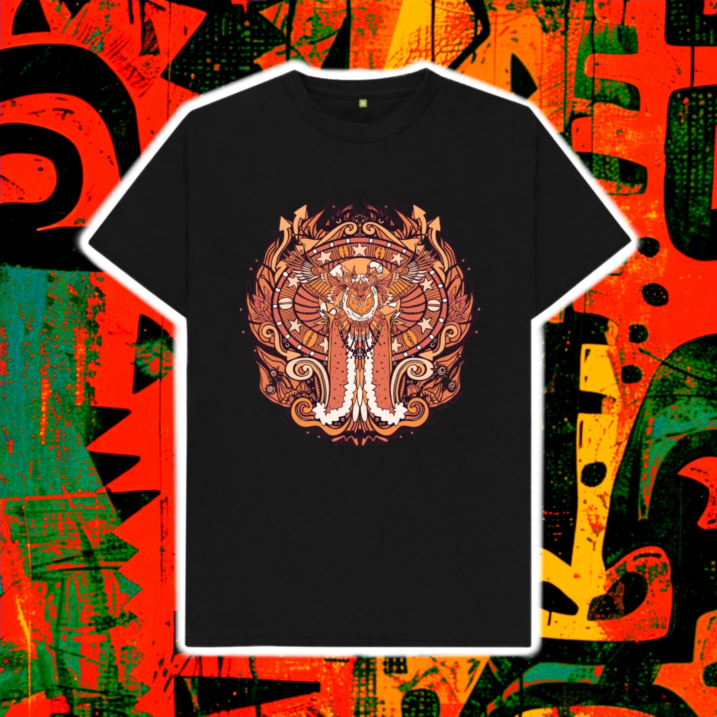 Flying Fire Lion Organic Cotton Front & Back Unisex T-shirt