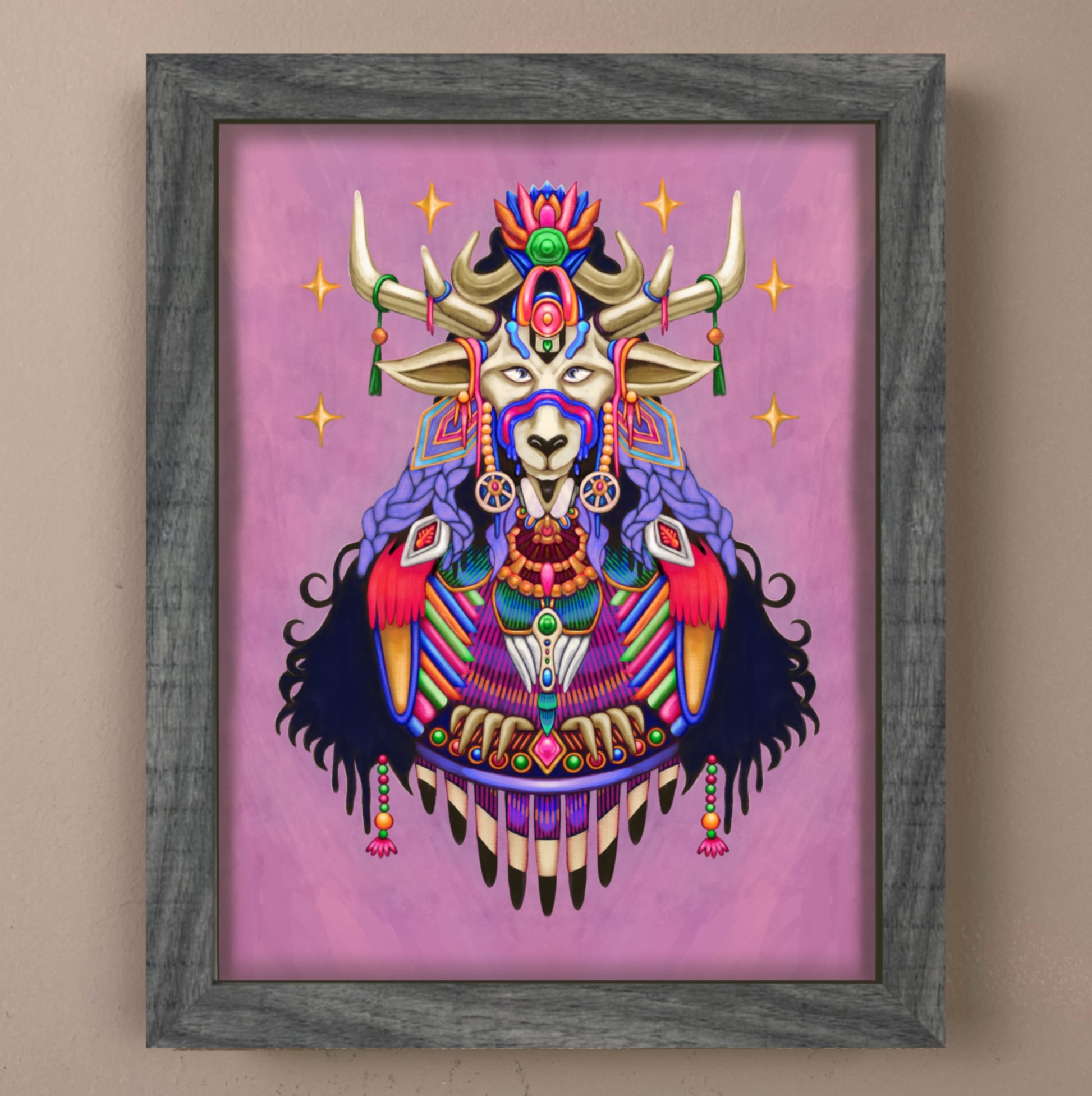 Framed goat guard print