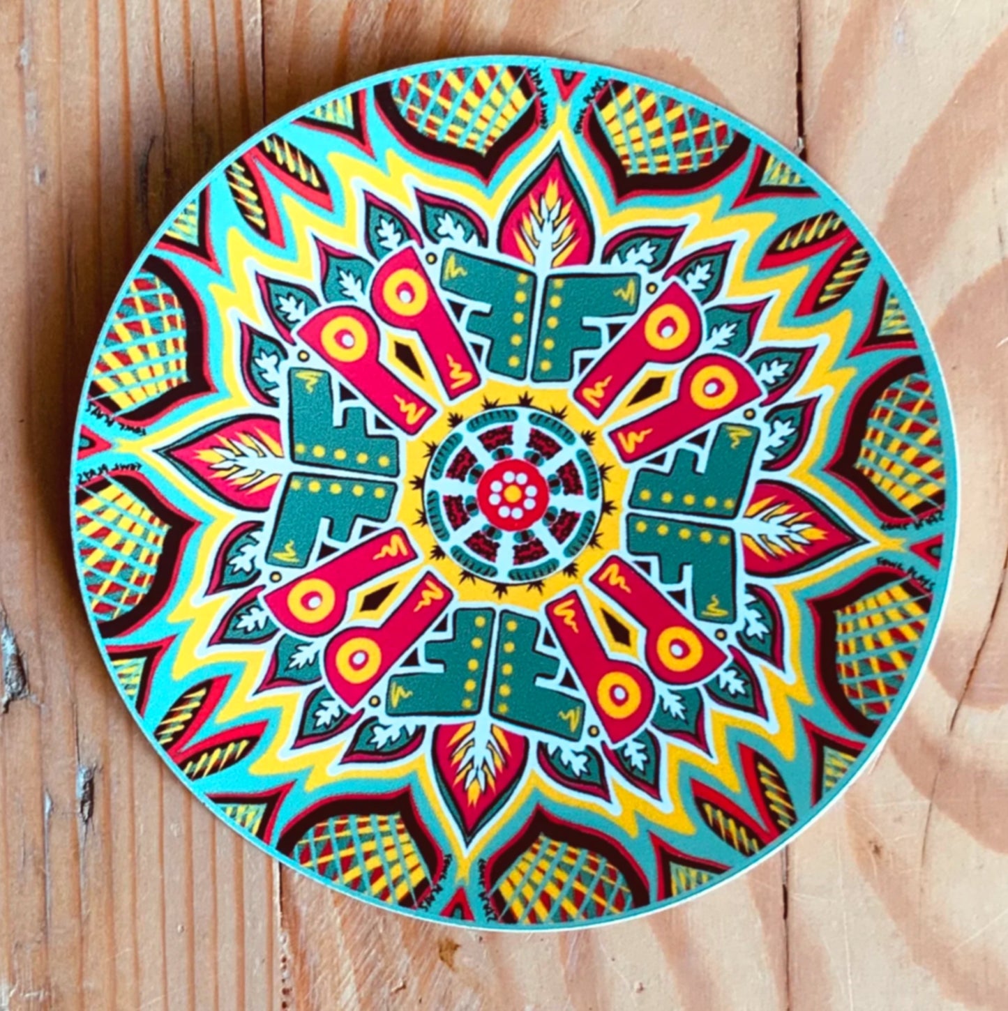 Green Jungle Mandala Kaleidoscope Sticker