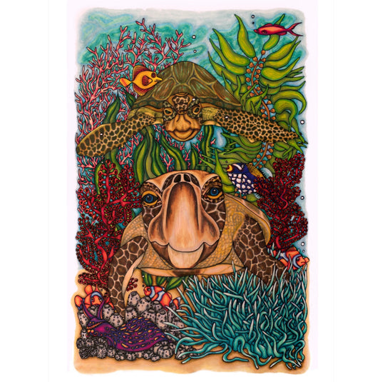 SALE Turtle & Sea Slug Archival Art Print