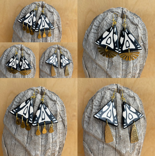Polymer Clay & Brass Earrings - Temple of Love