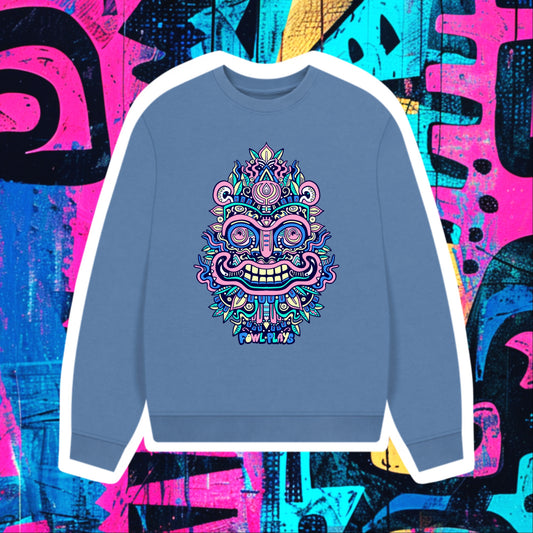Smiling Mask Ladies Organic Cotton Oversized Sweater Pastel