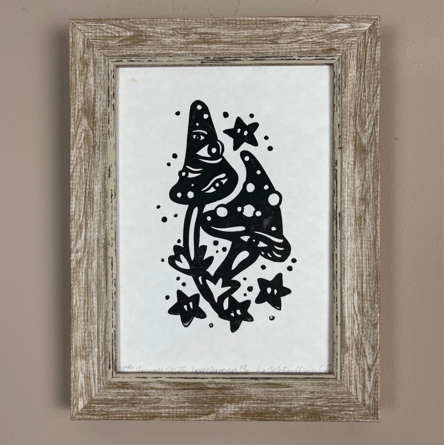 Loveshrooms Mini Lino Print