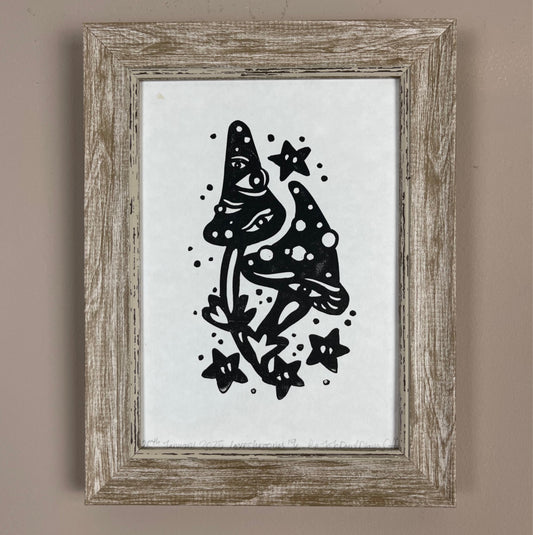 Loveshrooms Mini Lino Print