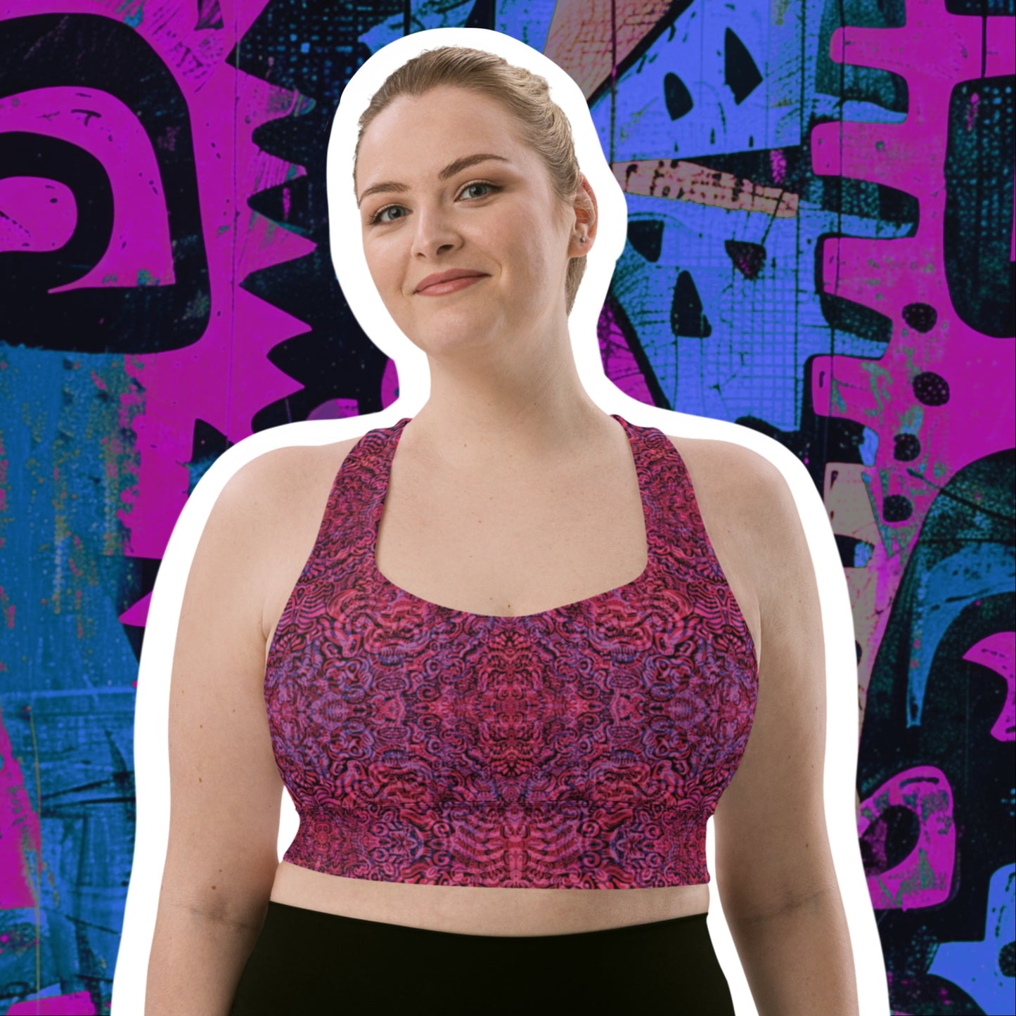 Magenta Bones Statement Sports Bra