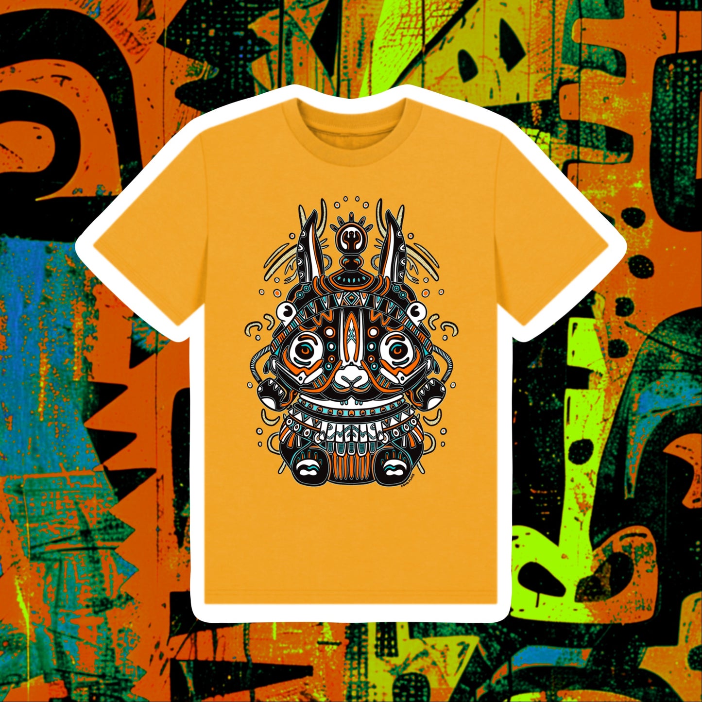 Night Spirit Kids Unisex Organic Cotton T-shirt Yellow