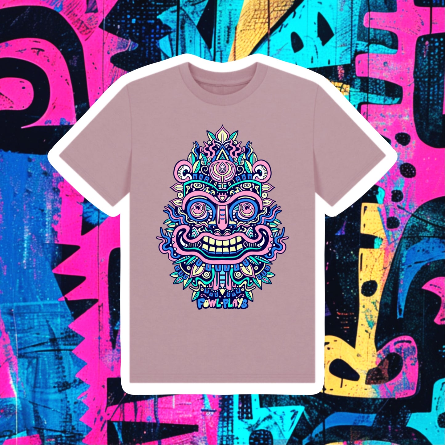 Smiling Mask Kids Unisex Organic Cotton T-shirt Pink