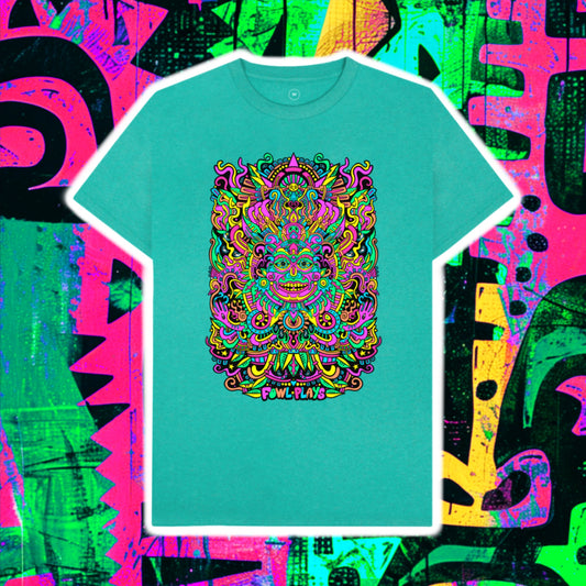 Psychedelic Mask Organic Cotton Unisex T-shirt Remill Bright Pastel