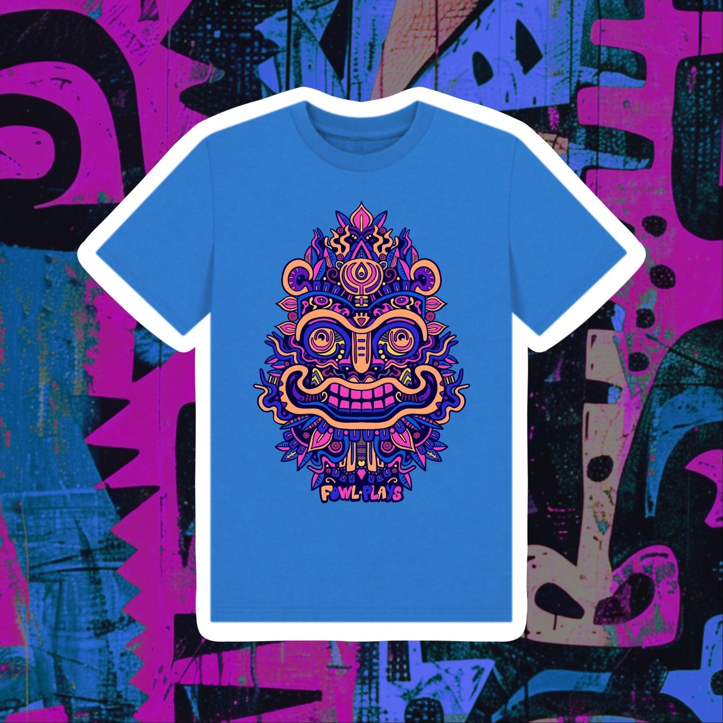 Smiling Mask Kids Unisex Organic Cotton T-shirt Purple