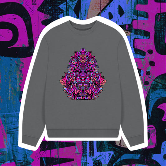 Triangular Mask Ladies Organic Cotton Sweater Purple Print
