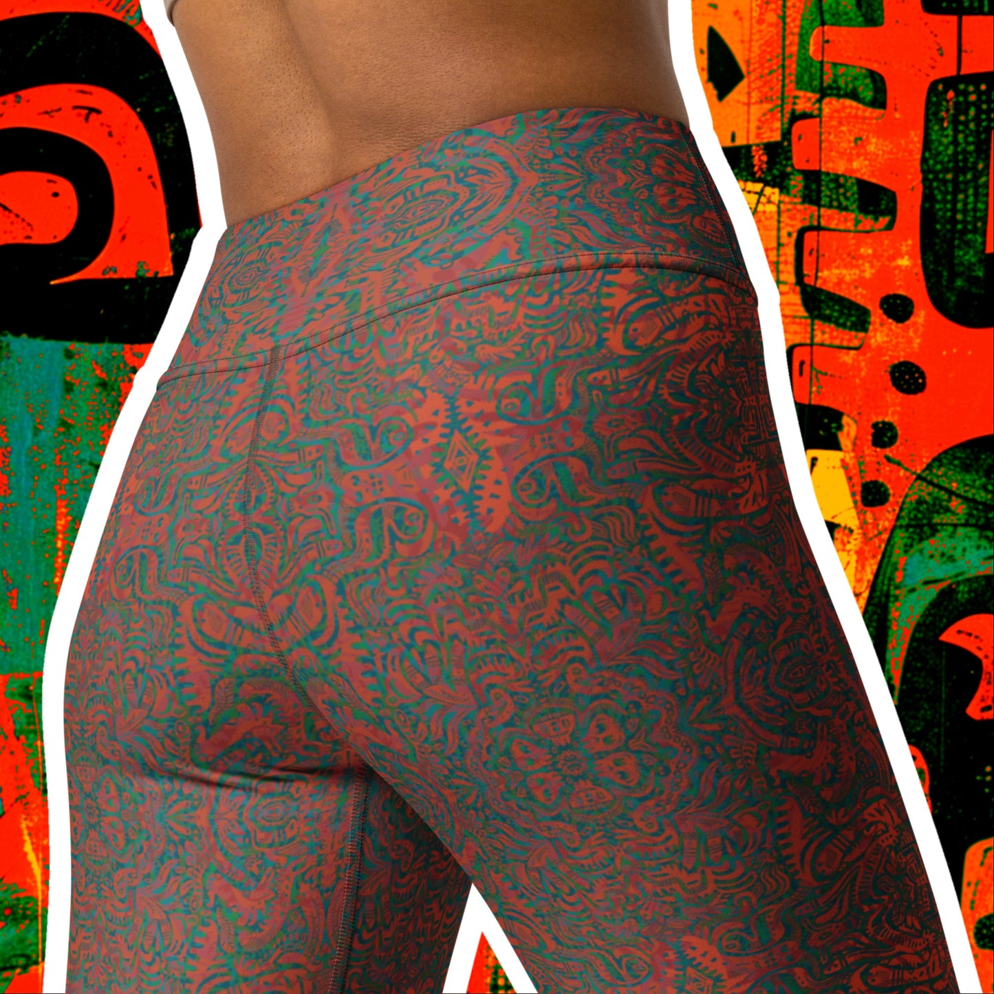 Psychedelic Kaleidoscope Leggings Rainbow Orange