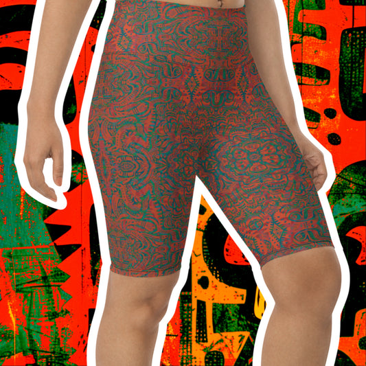 Psychedelic Kaleidoscope Shorts Rainbow Orange