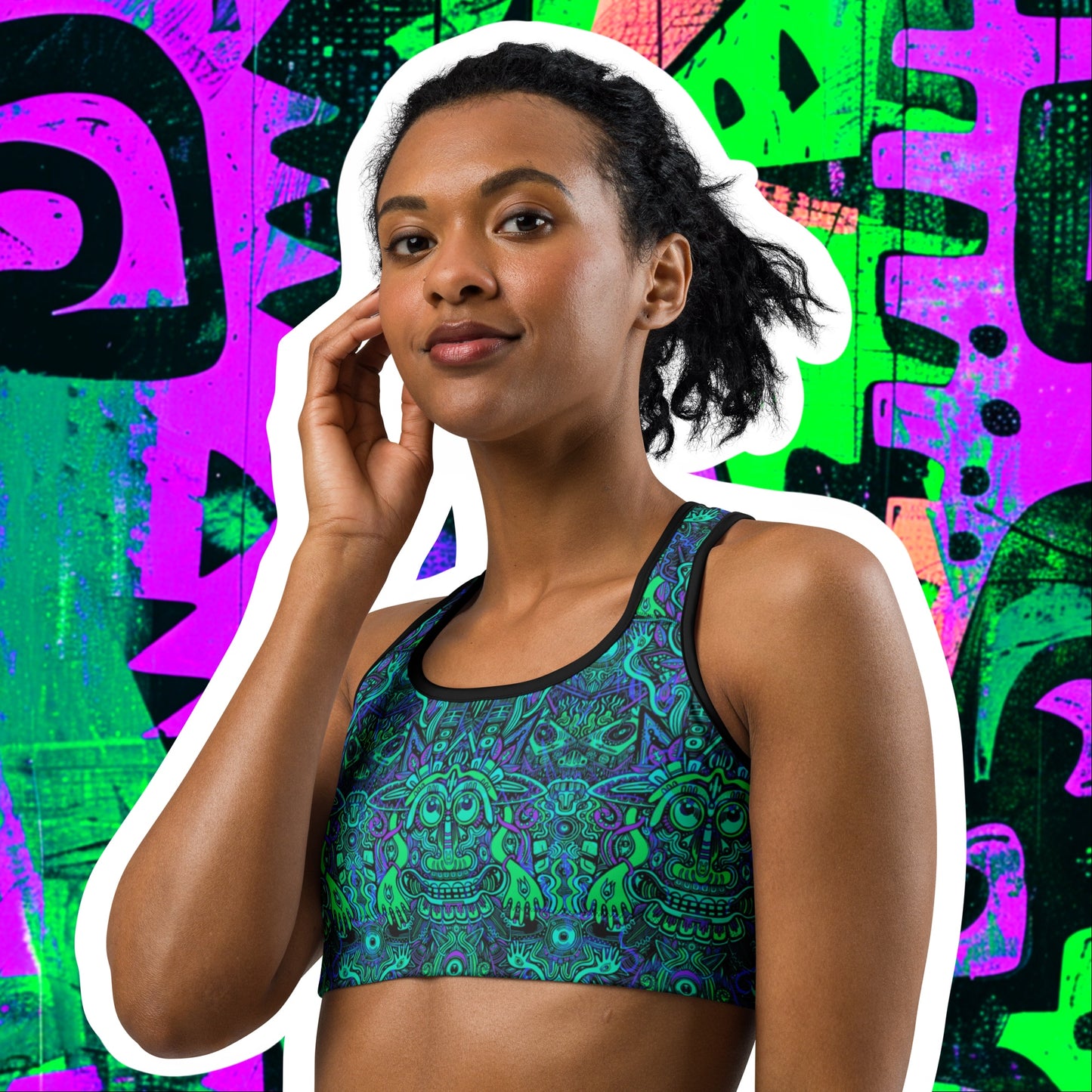 Ravealon Sports Bra Purple and Turquoise