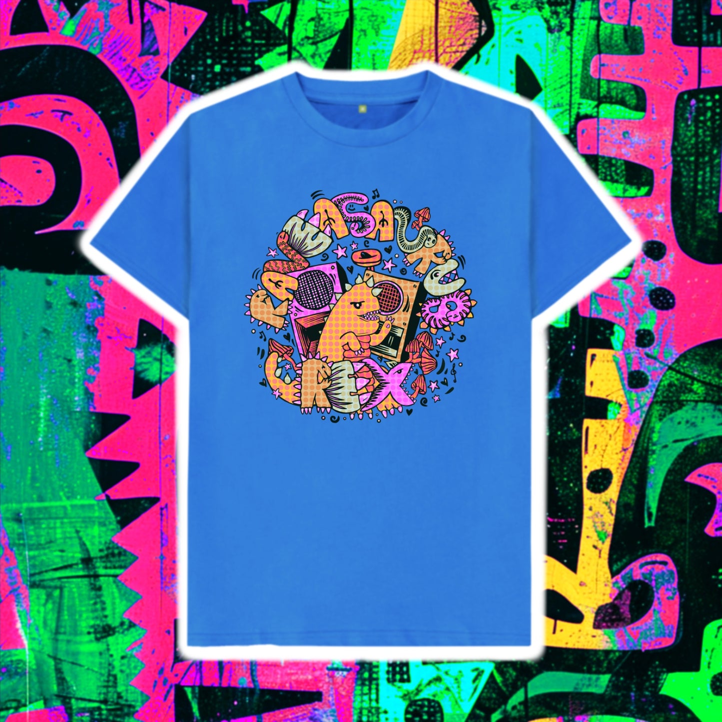 Raveasurus Rex Dinosaur Organic Cotton Unisex T-shirt Orange