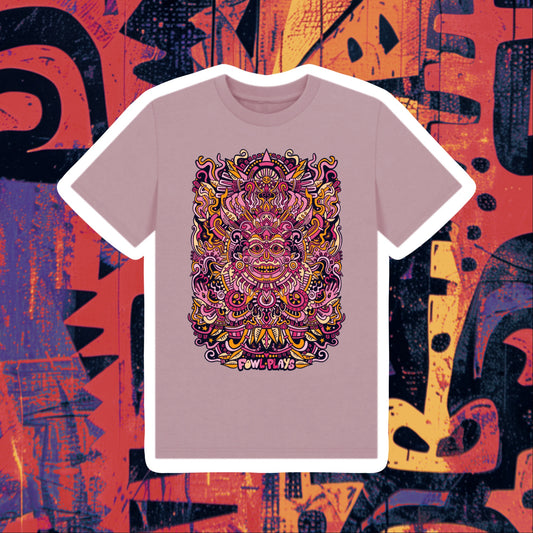 Psychedelic Mask Kids Unisex Organic Cotton T-shirt Bright Red