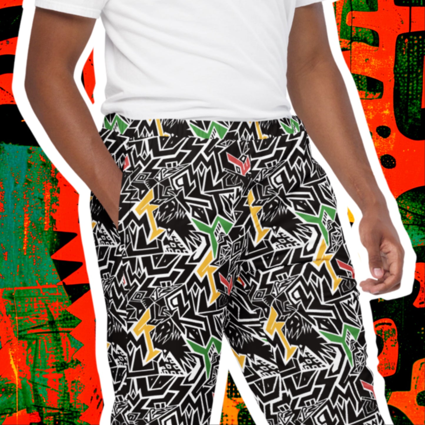 Smile At Life Unisex Joggers Red Gold Green