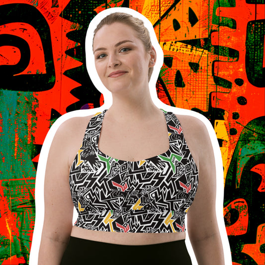Smile At Life Statement Sports Bra Red Gold Green