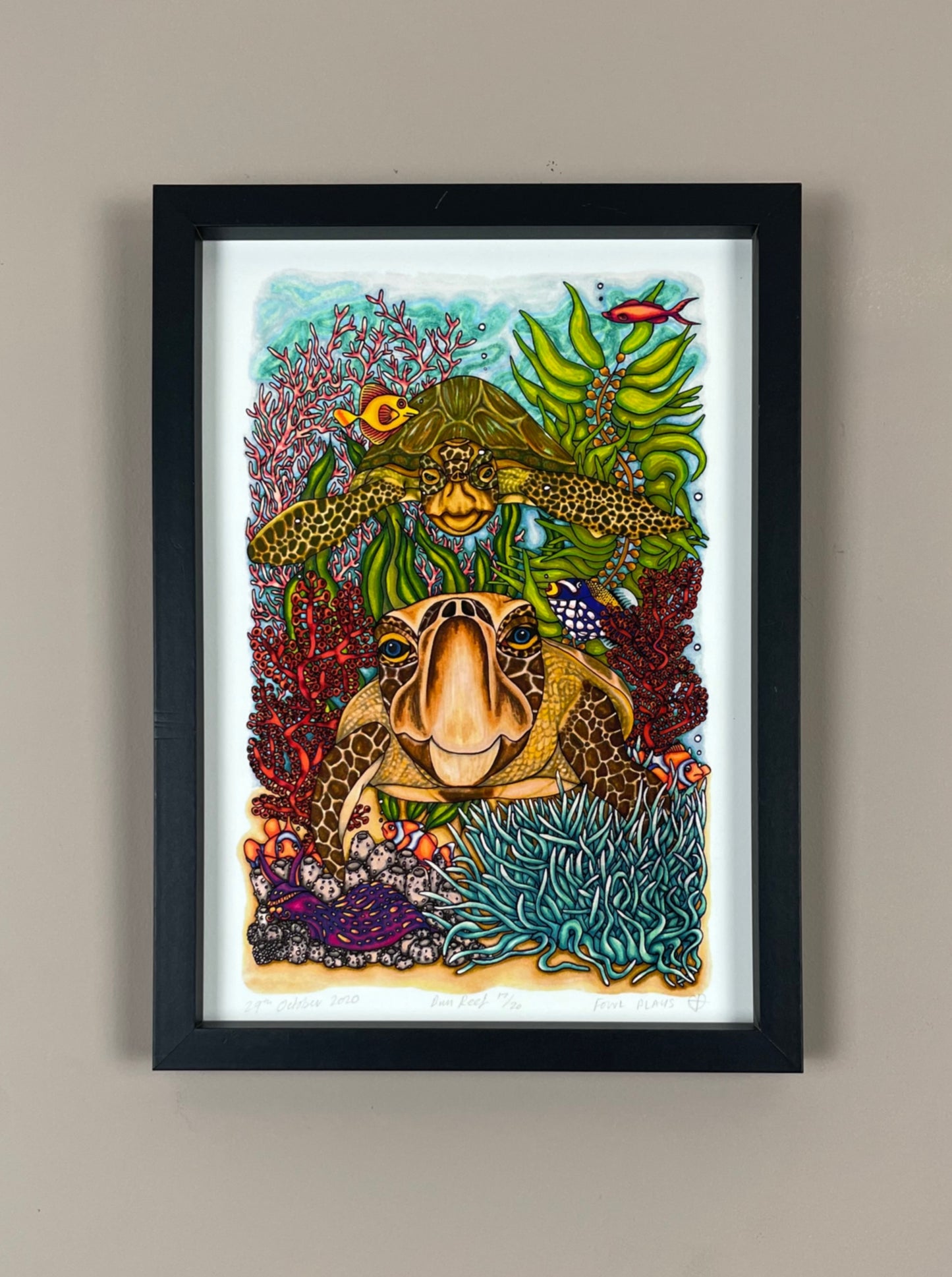 SALE Turtle & Sea Slug Archival Art Print