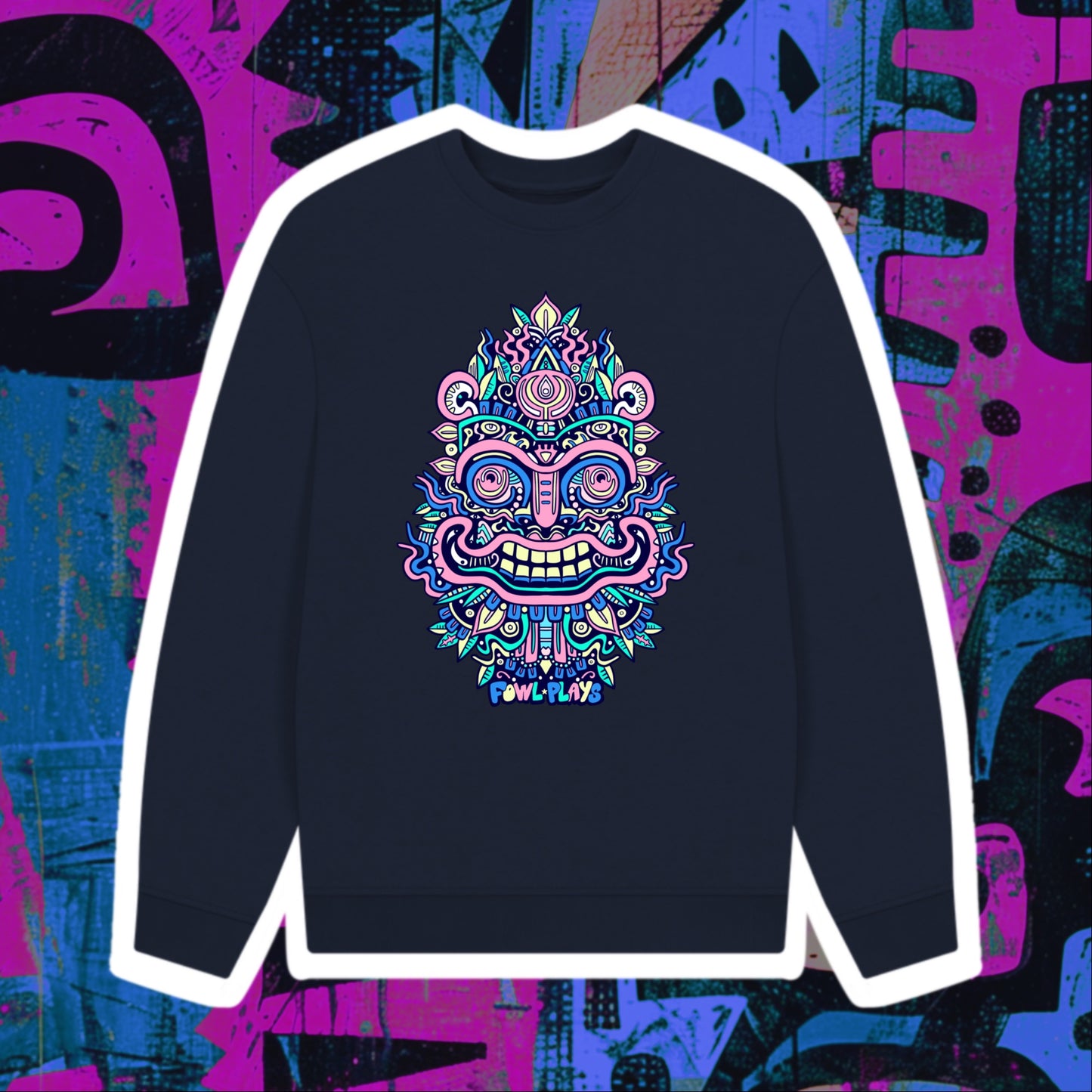 Smiling Mask Organic Cotton Unisex Oversized Sweater Pastel