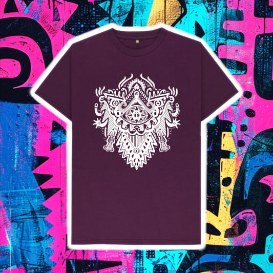 Witch Doctor Mask Organic Cotton Unisex T-shirt White Print