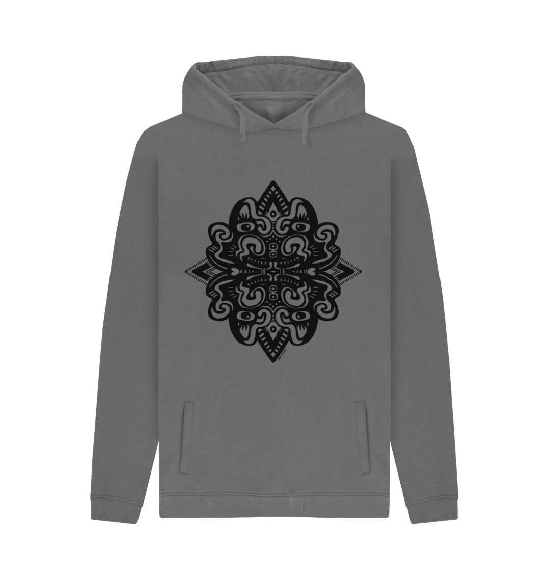 Organic Cotton Slate Grey Hoodie featuring Catnip by Fowl Plays - Sustainable Fashion and Art At Fowl Plays.