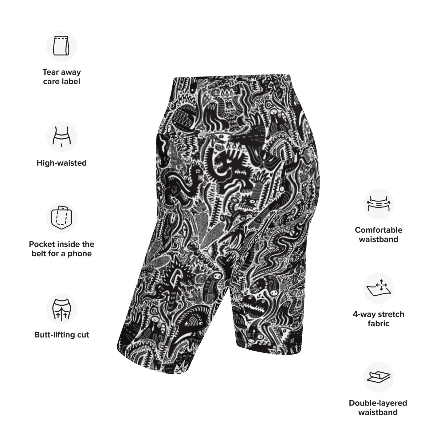 Dinosaur Statement Shorts Black & White